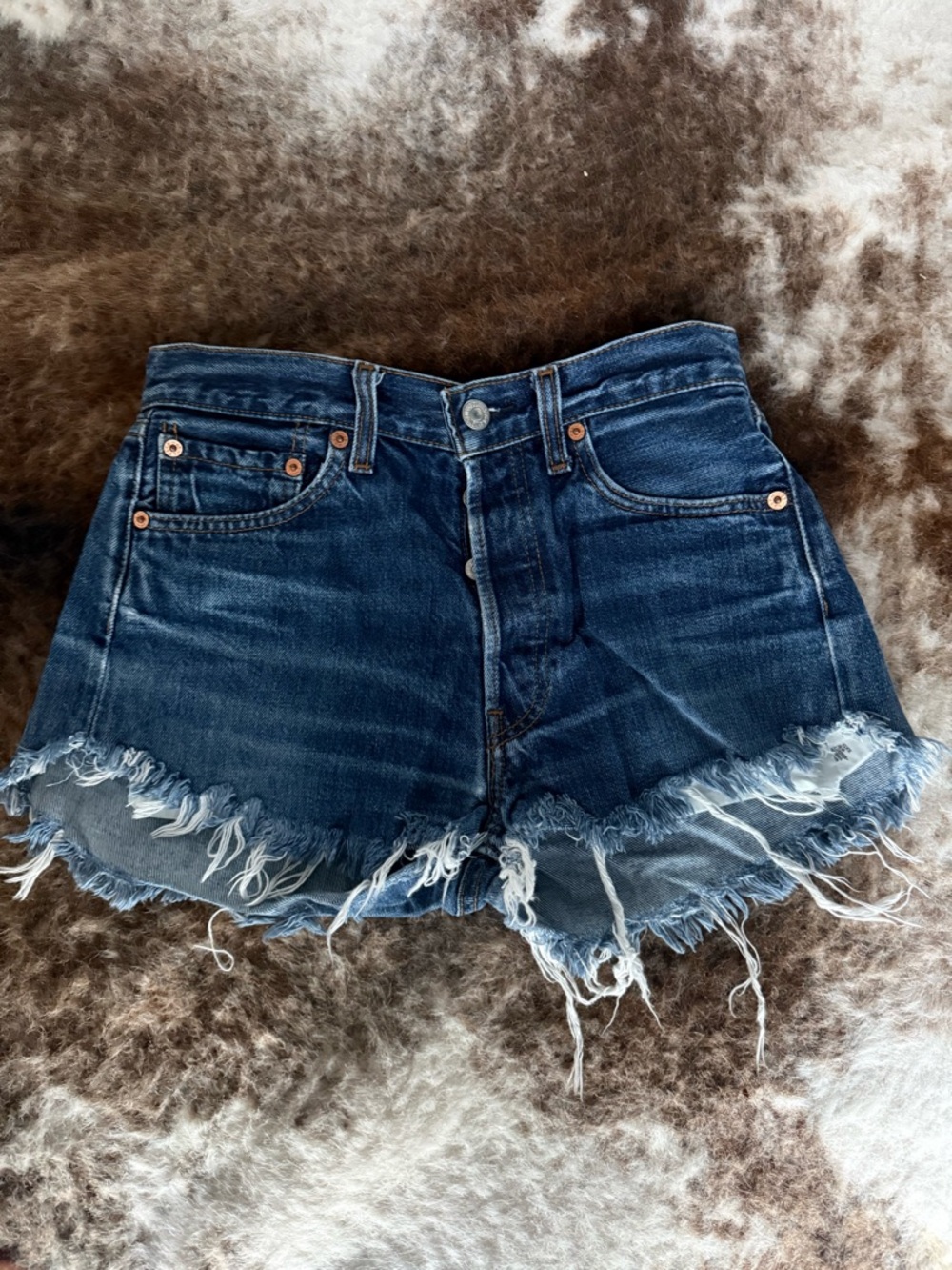 Dark Blue Distressed Denim Women's Shorts (pack of 6)